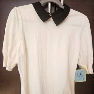 CeCE top with black collar